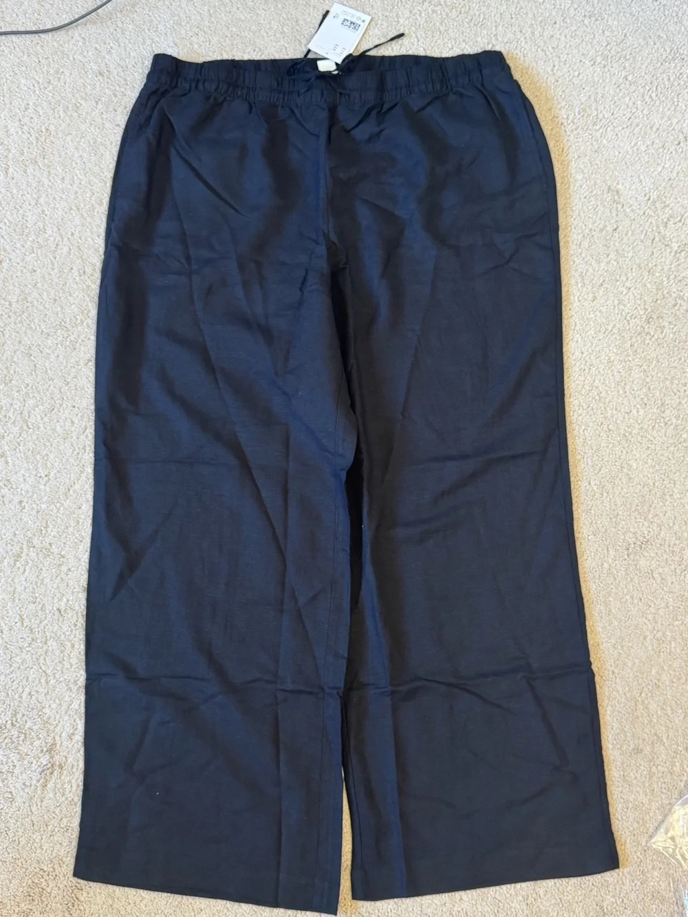 H&M Women’s Black Wide-Leg Linen Blend Pants sz XL